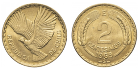 Moneda de 2 centésimos de 1960 a 1970