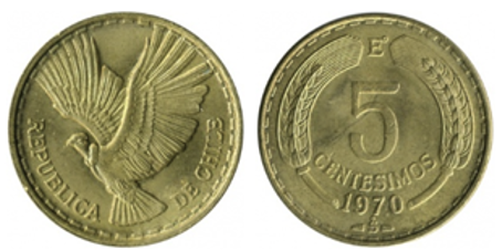 Moneda de 5 centésimos de 1960 a 1970