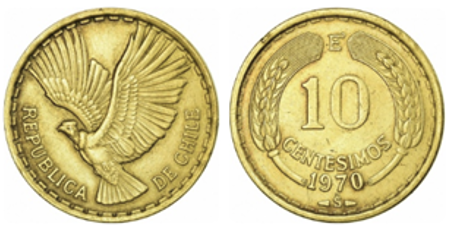 Moneda de 10 centésimos de 1960 a 1970